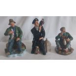 Three Royal Doulton figures "A Good Catch" HN 2258, 18cm high, "Shore Leave" HN 2254 19cm high