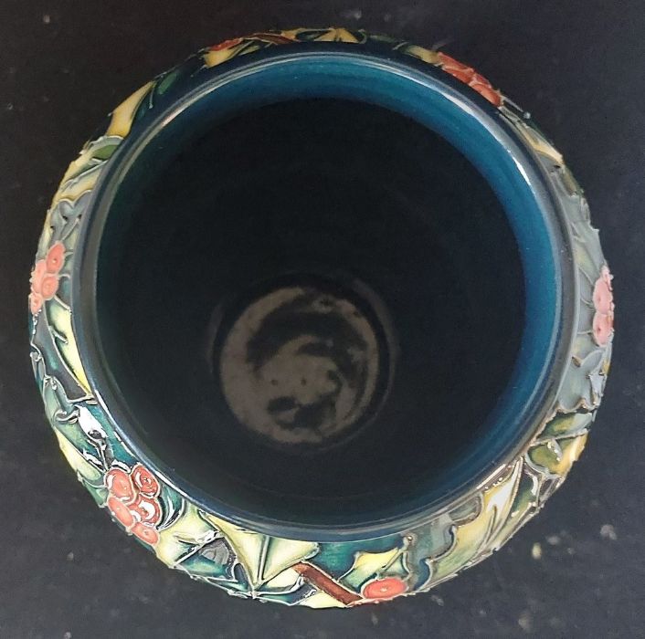 A modern Moorcroft "Holly Hatch" pattern baluster vase, impressed marks and WM and c97 in script, - Image 3 of 4