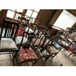 *****CHARITY***** 14 Assorted dining or hall style chairs, note may need restoration, cleaning,