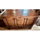 A 20th Century oak television cabinet, in the style of a George III mule chest; another mahogany and