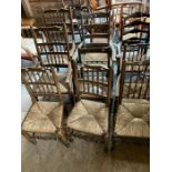 *****CHARITY***** 9 x oak chairs with rush seats note may need restoration,  priced to sell