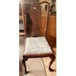 *****REOFFER FOR THE JUNE SALE***** A Queen Anne revival mahogany chair, vase splat, fabric inlaid