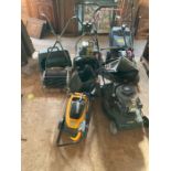 Collection of 5 various Lawn Mowers.  a manual Ransonics 12in AJAX Mk4, an Ensign petrol B14, a