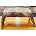 A 19th century elm/beech rustic stool. 28cm H x 55cm W x 22cm D