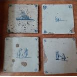 A collection of Dutch Delft blue and white tiles C18th , aged and imperfections as shown with 2