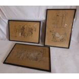 Fair George Goucat lithograph x 3 glass broken as shown