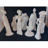 Seven Spode figurines designed by Pauline Shone "Olivia", "Charlotte", "Eleanora", "James", "Story