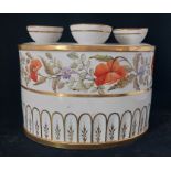 An unmarked English Bow pot C1810, decorated with a band of flowers and rich in gilt, measures