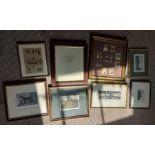 Eight various prints, 19th century and later to include topographical prints, to include