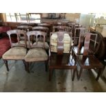14 quality chairs 2 sets, one of 6 country style heavy dining chairs and 8 wooden seated with