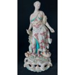 An unmarked Derby figure portraying water from the 4 elements C1770-1780, on a rococo style scroll