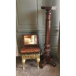 A Victorian and later mahogany torchere stand together; with a brass footman with lion paw feet to