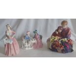 Two Royal Doulton figure groups "Afternoon Tea" HN 1747, 13.5cm high, "Flower Seller's Children"