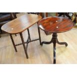 George III mahogany wine table along with 19th Century side table, with bobbin turned legs