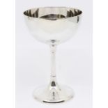 A George V silver coupe / goblet, plain bowl above thin stem on circular base, hallmarked London,