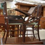 A small furniture collection including a 19th Century sloped writing box, a childrens rocking