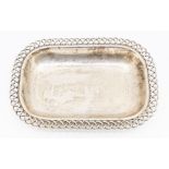 An early 20th Century German 925 silver oblong bread basket, with weave work border, stamped to