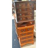 Three 20th Century chest of drawers walnut serpentine chest of four drawers and two small chests