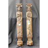 A pair of resin, wood-effect candle holders/figures, wall hanging