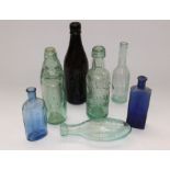 A large collection of glass and other bottles to include; Cod bottles, ale and  soft drink,
