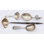 A selection of silver to include; a Birmingham silver toddy ladle with whale bone twisted handle,