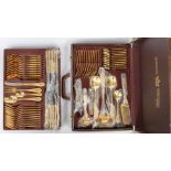 A canteen of chrome nickel steel, gold plated cutlery by Bestecke Solingen
