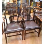 Six mahogany reproduction dining chair including two carvers
