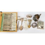 A small collection of silver plate to include; A Victorian style 12 piece setting canteen of
