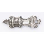 A Victorian silver holy water stoup, repousse scrolled decoration, length approx 22.5cm, marked