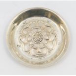 An Elizabeth II silver circular dish, the centre chased with a Tudor rose, hallmarked by Garrard &