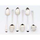 Six early 19th Century Old English Pattern teaspoons, various dates and makers to include 4 x TD,