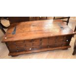 A 1980's mahogany glazed corner cupboard along with a Demilune hall table in oak and a large hard