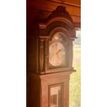 A 20th century burr walnut Tempus Fugit longcase clock.