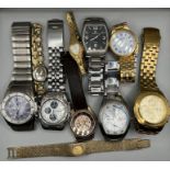 A selection of six gentlemens and four ladies wristwatches to include examples by Rotary, Lorus,