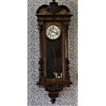 Mahogany wall clock Vienna style clock for restoration, untested