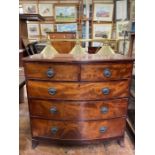 Mahogany Edwardian Chest of  drawers 2 over 3  Condition - Fair - size 3'5" wide x 20" deep x 3'2"