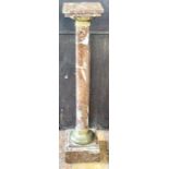 A 19th century Rojo levante marble and gilt mounted pedestal, square top on a turned column,