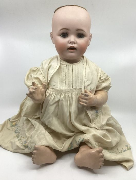 Antique Kestner 257 23” German Character Baby bisque head doll c 1915. Beautiful Bisque smooth