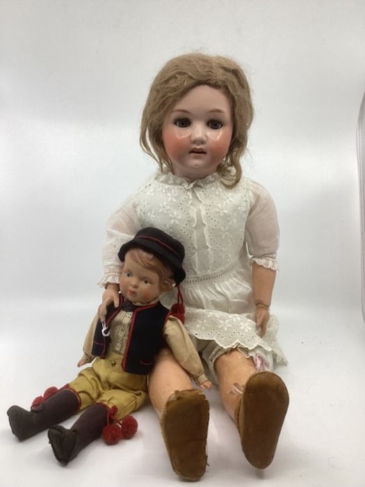 ANTIQUE GERMAN BISQUE HEAD E. HEUBACH 250-4 23” DOLL , good bisque head, no visible repairs or