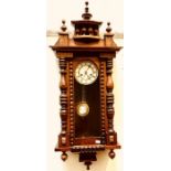 A Victorian mahogany Vienna wall clock, in the style of Gustav Becker, 5.5inch diameter enamel