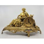 A 20th century French mantle clock, bell strike, in the classical style, fashioned as a maiden