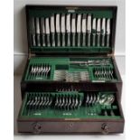 A Garrard & Co Ltd. retailed silver canteen of flatware for eight place settings, by James Dixon &