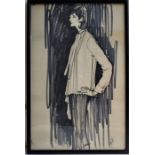 Eric Stemp (1924-2001), a three quarter length fashion drawing, signed lower right, image 49cm x