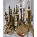 A large qty of brass lamps, Corinthian and similar
