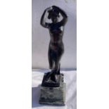 James Harvard Thomas 1854-1921 female sculpture  ,  at fault , signed , raised on original granite