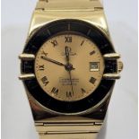 An 18ct. gold Omega Constellation ladies' quartz chronometer bracelet watch, cal.1382, having signed