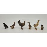 A group of six Austrian cold painted bronze figures of birds, heights approx. 4.0cm - 7.5cm. (6)