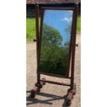 A 19tth century floor standing  Mahogany Cheval mirror