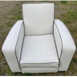 A pair of 20th cent Art Deco style white armchairs