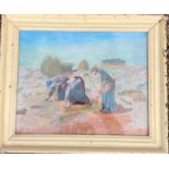 A 19th centurry French school watercolour after Millet " The Gleaners"